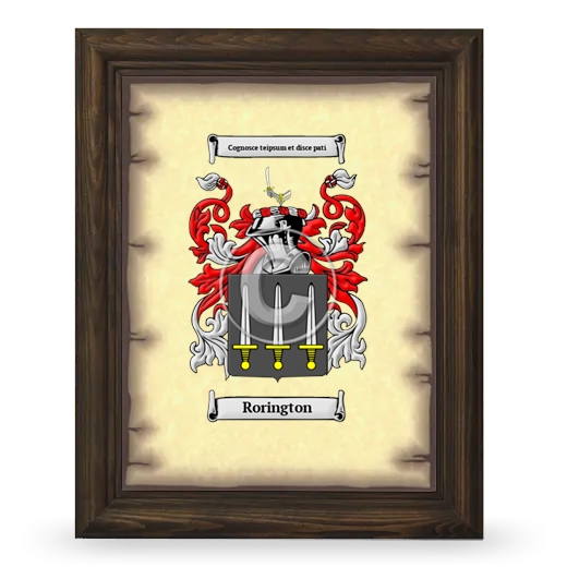 Rorington Coat of Arms Framed - Brown