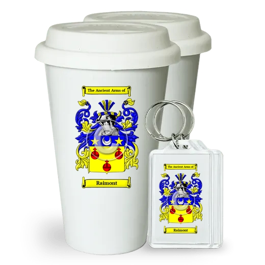 Raimont Pair of Ceramic Tumblers with Lids and Keychains