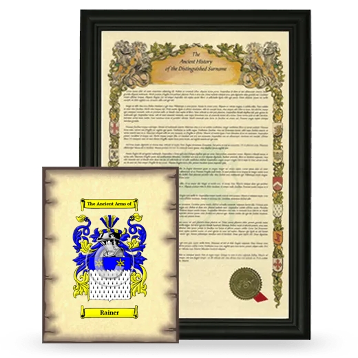 Rainer Framed History and Coat of Arms Print - Black