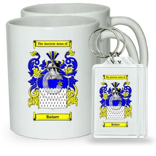 Rainer Pair of Coffee Mugs and Pair of Keychains