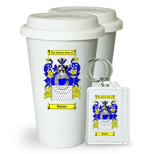 Reyner Pair of Ceramic Tumblers with Lids and Keychains