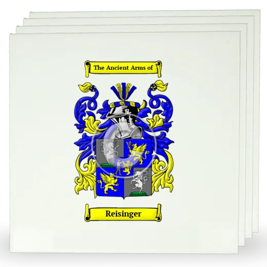 Reisinger Set of Four Large Tiles with Coat of Arms