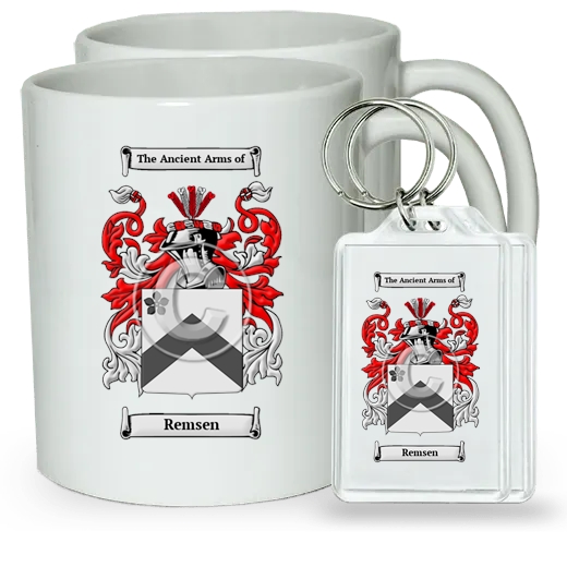 Remsen Pair of Coffee Mugs and Pair of Keychains