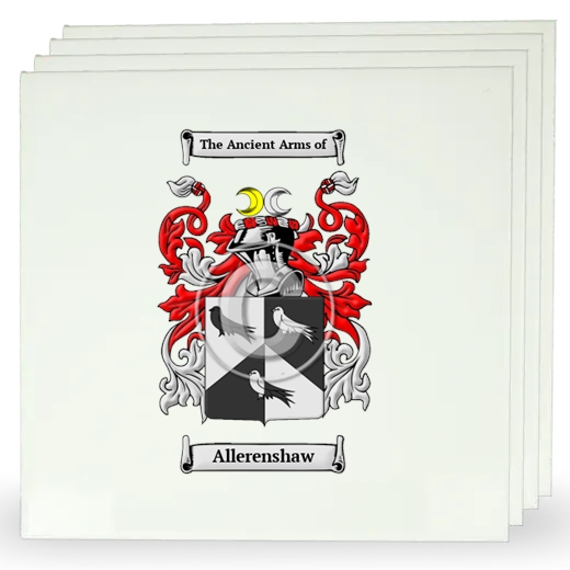 Allerenshaw Set of Four Large Tiles with Coat of Arms