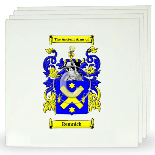 Remnick Set of Four Large Tiles with Coat of Arms