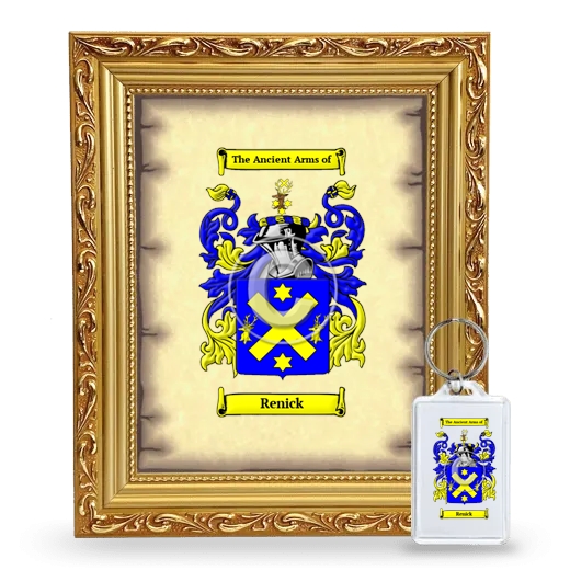 Renick Framed Coat of Arms and Keychain - Gold