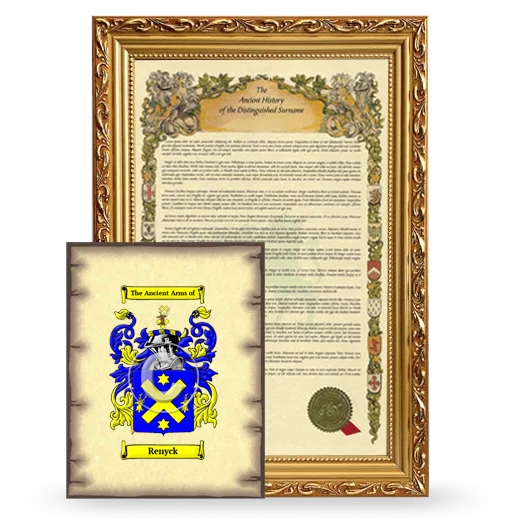 Renyck Framed History and Coat of Arms Print - Gold