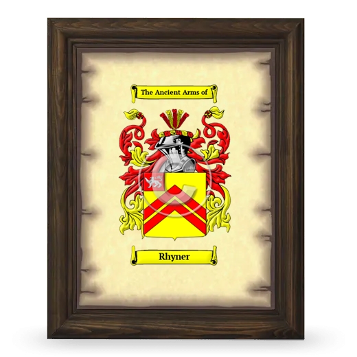 Rhyner Coat of Arms Framed - Brown