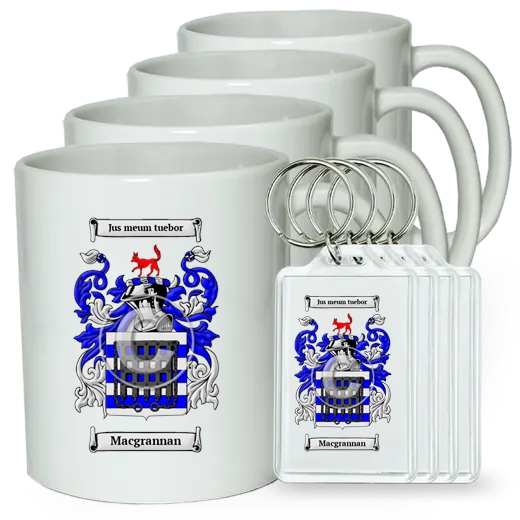 Macgrannan Set of 4 Coffee Mugs and Keychains