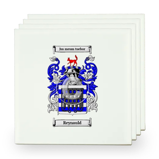 Reynauld Set of Four Small Tiles with Coat of Arms