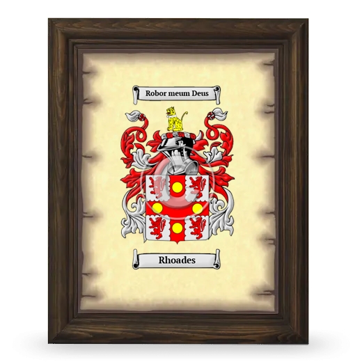 Rhoades Coat of Arms Framed - Brown