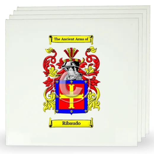 Ribaudo Set of Four Large Tiles with Coat of Arms