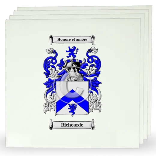 Richearde Set of Four Large Tiles with Coat of Arms