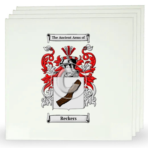 Reckers Set of Four Large Tiles with Coat of Arms