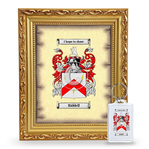 Riddell Framed Coat of Arms and Keychain - Gold