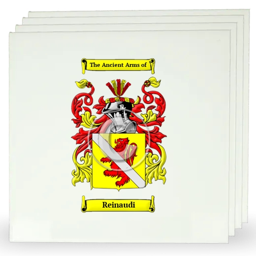 Reinaudi Set of Four Large Tiles with Coat of Arms