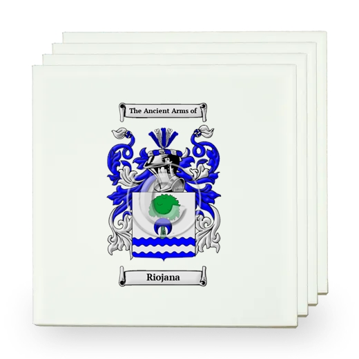 Riojana Set of Four Small Tiles with Coat of Arms