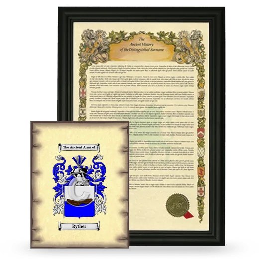 Ryther Framed History and Coat of Arms Print - Black