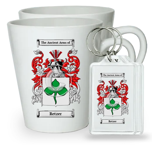 Retzer Pair of Latte Mugs and Pair of Keychains