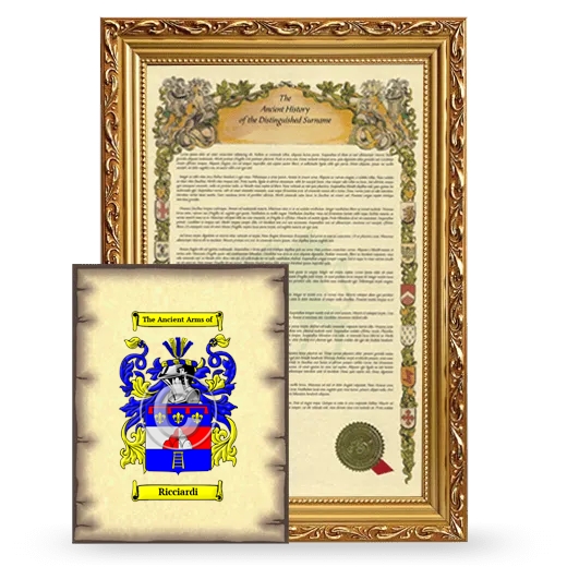 Ricciardi Framed History and Coat of Arms Print - Gold