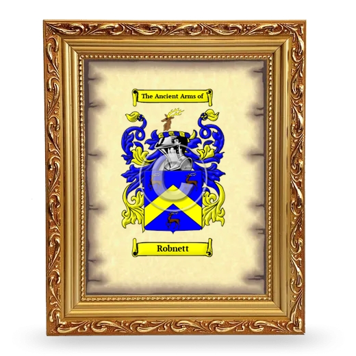 Robnett Coat of Arms Framed - Gold