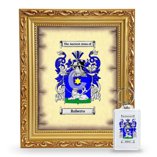 Ruberto Framed Coat of Arms and Keychain - Gold