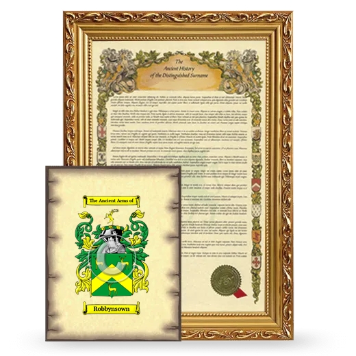 Robbynsown Framed History and Coat of Arms Print - Gold