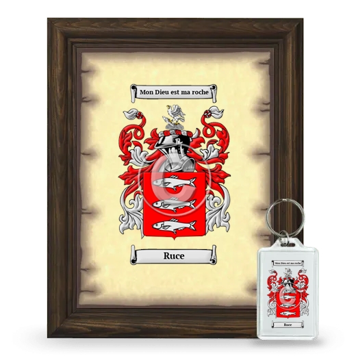 Ruce Framed Coat of Arms and Keychain - Brown