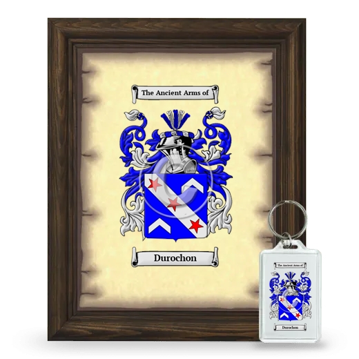 Durochon Framed Coat of Arms and Keychain - Brown
