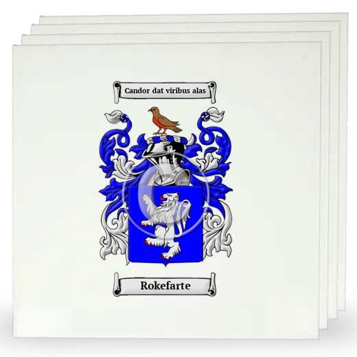 Rokefarte Set of Four Large Tiles with Coat of Arms
