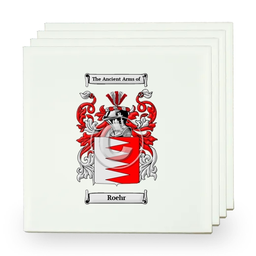 Roehr Set of Four Small Tiles with Coat of Arms