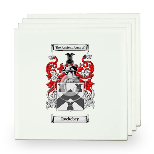 Rockebey Set of Four Small Tiles with Coat of Arms