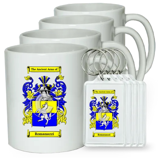 Romanazzi Set of 4 Coffee Mugs and Keychains