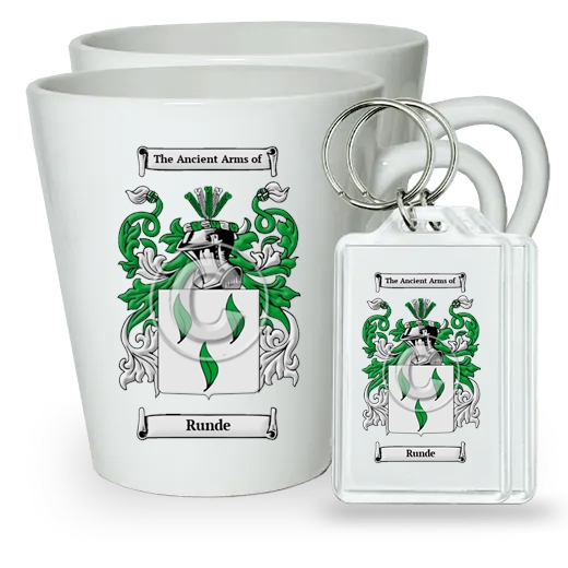 Runde Pair of Latte Mugs and Pair of Keychains