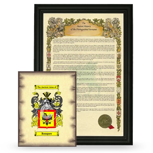 Ronquer Framed History and Coat of Arms Print - Black