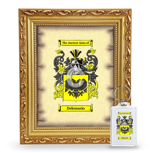 Delrosario Framed Coat of Arms and Keychain - Gold