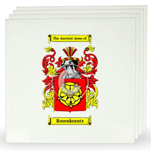 Rosenkrantz Set of Four Large Tiles with Coat of Arms