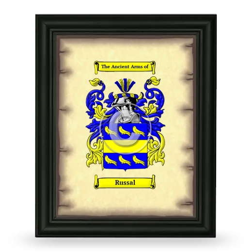 Russal Coat of Arms Framed - Black