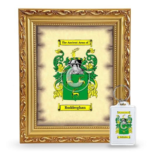 Rudderghan Framed Coat of Arms and Keychain - Gold