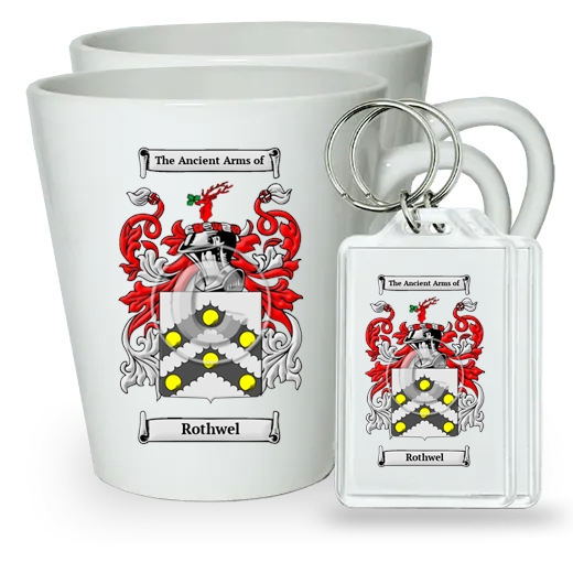 Rothwel Pair of Latte Mugs and Pair of Keychains