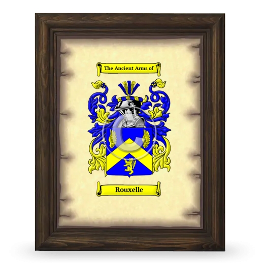 Rouxelle Coat of Arms Framed - Brown