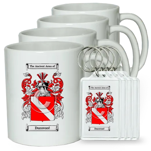 Durovoré Set of 4 Coffee Mugs and Keychains