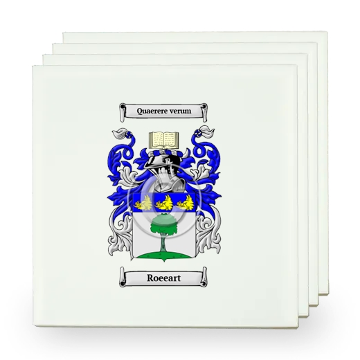 Roeeart Set of Four Small Tiles with Coat of Arms