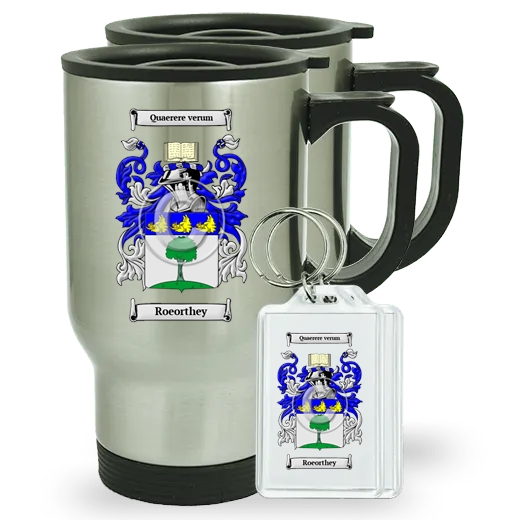 Roeorthey Pair of Travel Mugs and pair of Keychains