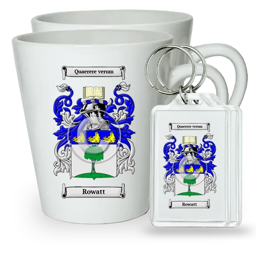Rowatt Pair of Latte Mugs and Pair of Keychains
