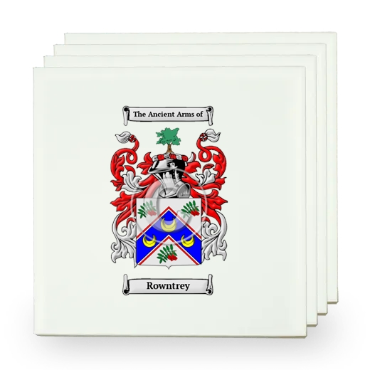 Rowntrey Set of Four Small Tiles with Coat of Arms