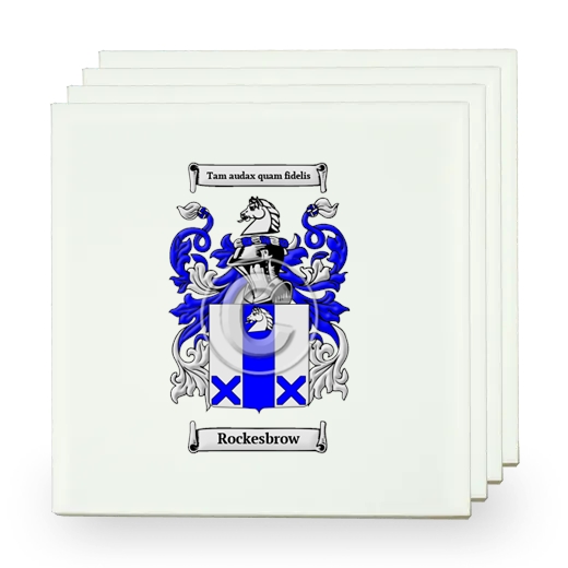 Rockesbrow Set of Four Small Tiles with Coat of Arms