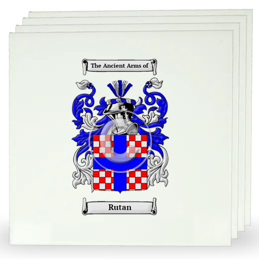 Rutan Set of Four Large Tiles with Coat of Arms