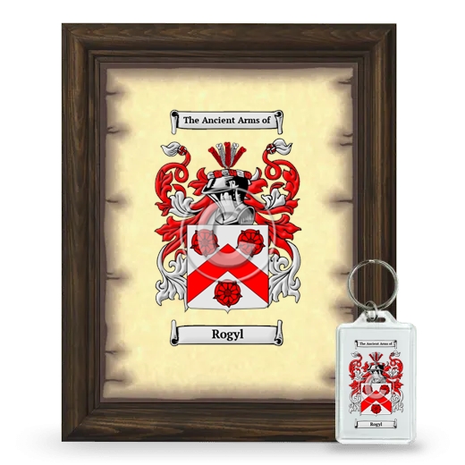 Rogyl Framed Coat of Arms and Keychain - Brown