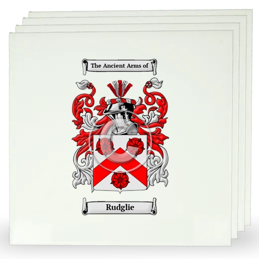 Rudglie Set of Four Large Tiles with Coat of Arms